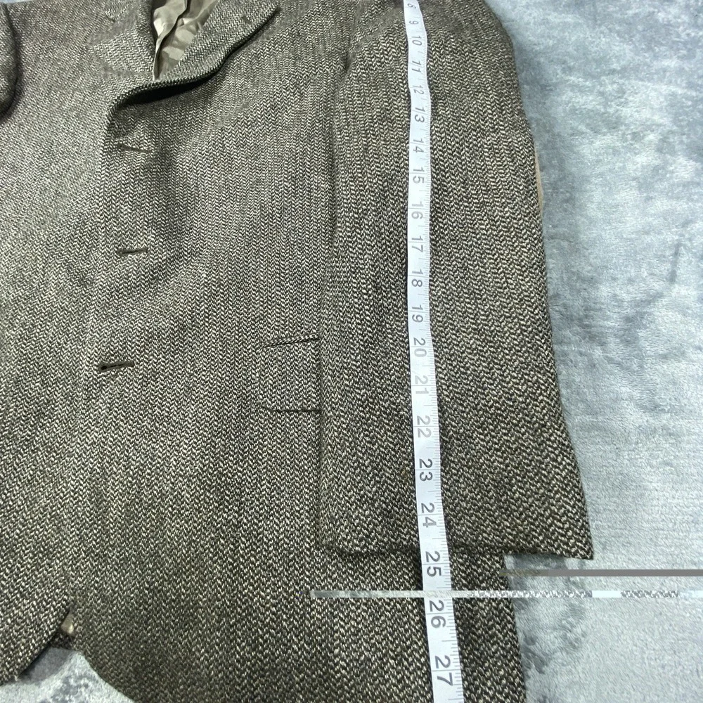 VTG Stafford Jacket Tweed Blazer Lambswool 46R Brown Herringbone Elbow Patch USA